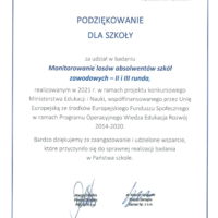 Losy absolwentów ZSGS - podziękowanie