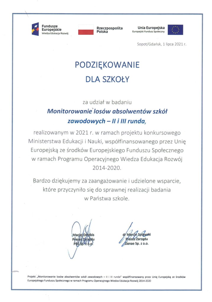 Losy absolwentów ZSGS - podziękowanie