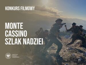 Slajd tytułowy konkursu filmowego Monte Cassino Szlak Nadziei