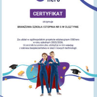 Certyfikat BRANŻOWA SZKOŁA I STOPNIA NR 5 W OLSZTYNIE